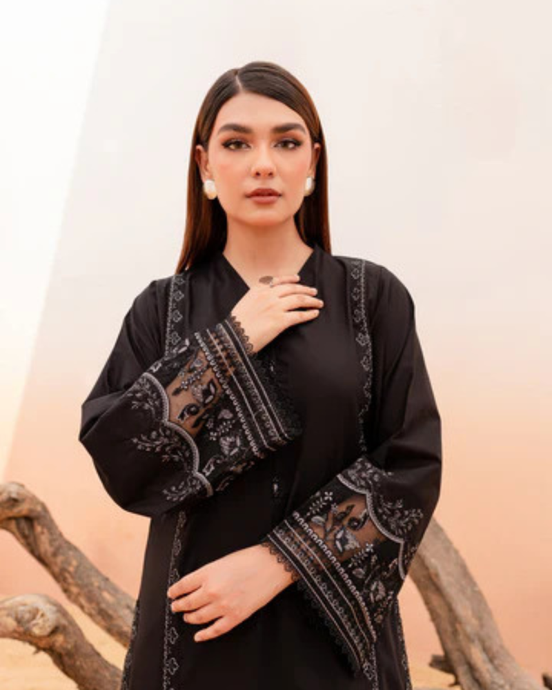 Black Peacher 2Pc - Embroidered Stitched